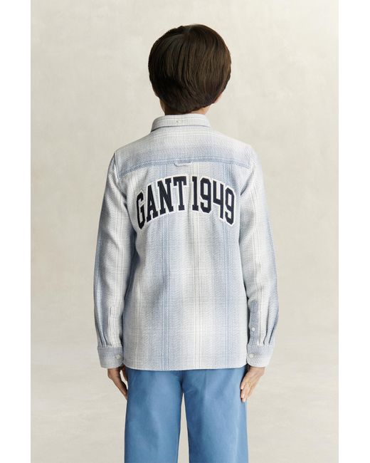 Gant Blue Teens Teen Boys Checked Overshirt for men