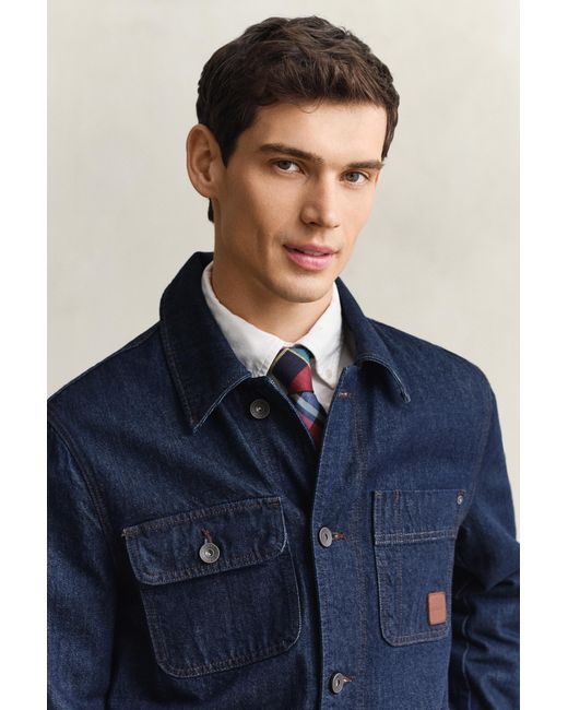 Gant Blue Work Jacket Dark Raw for men