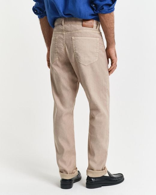 Gant Blue Regular Fit Cotton Linen Jeans for men