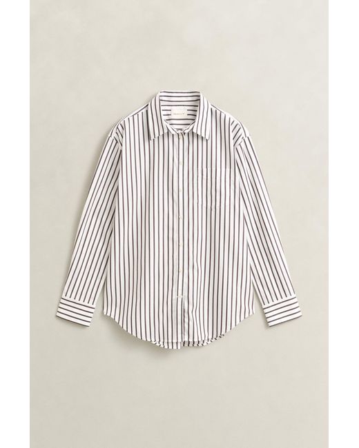 Gant White Relaxed Fit Classic Striped Poplin Shirt