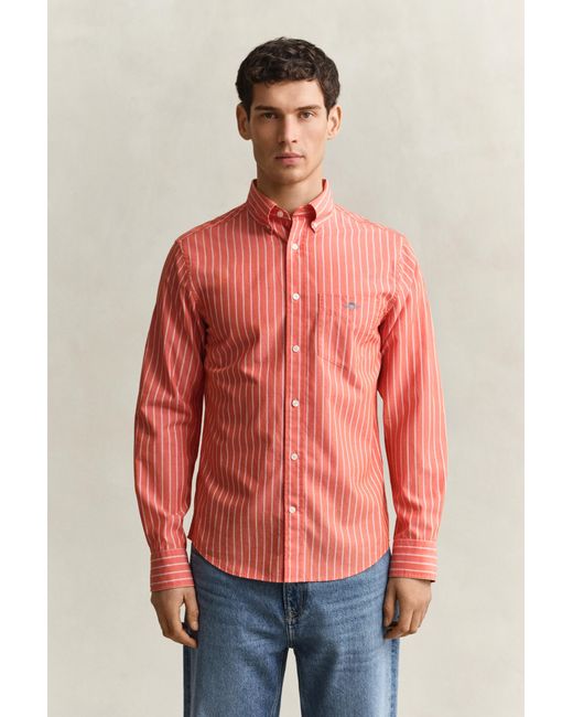 Gant Red Striped Classic Poplin Shirt for men
