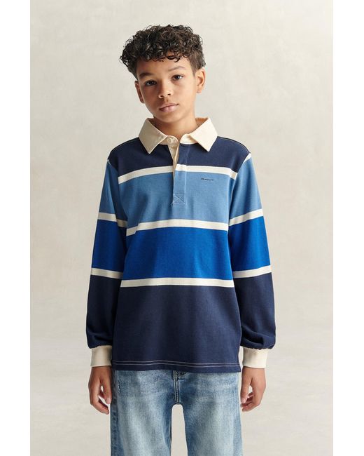 Gant Blue Teens Teen Boys Striped Graphic Rugger Evening for men