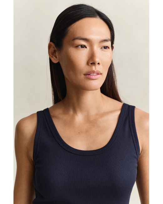 Gant Blue Ribbed Tank Top Evening