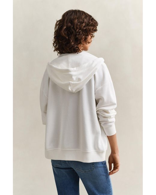 Gant White Shield Zip Hoodie