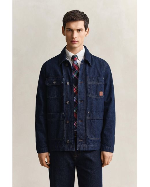 Gant Blue Work Jacket Dark Raw for men