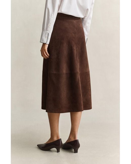 Gant Natural Flared Suede Skirt Deep