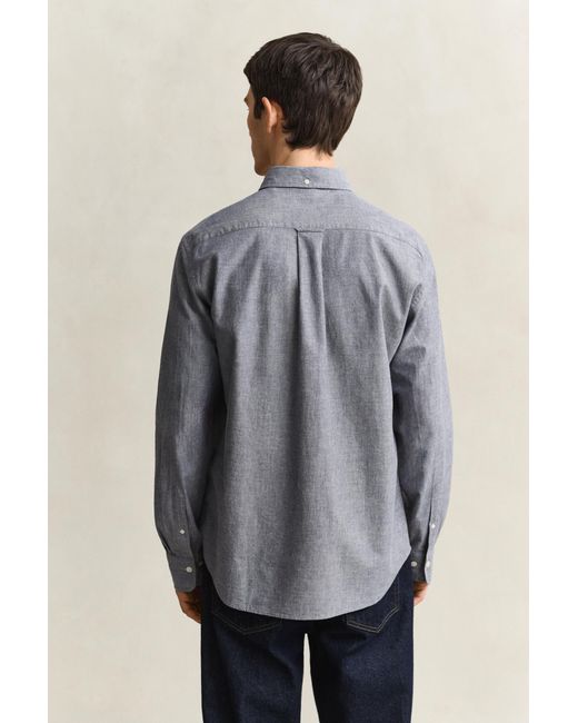 Gant Blue Mélange Archive Poplin Shirt Dark Melange for men