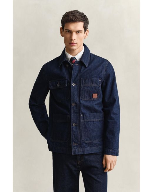 Gant Blue Work Jacket Dark Raw for men