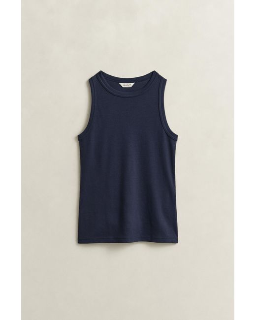 Gant Blue Ribbed Tank Top Evening