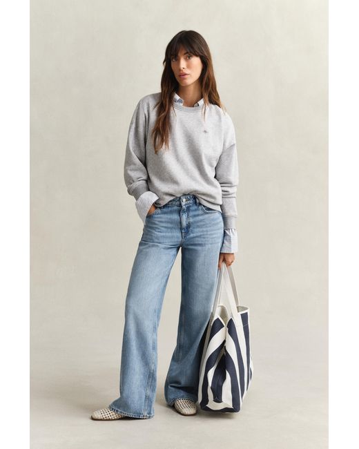 Gant Gray Shield Crew Neck Sweatshirt