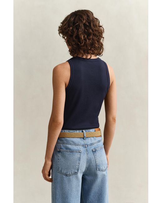 Gant Blue Ribbed Tank Top Evening