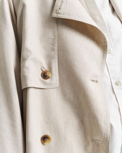 Gant Blue Linen Blend Trench Coat