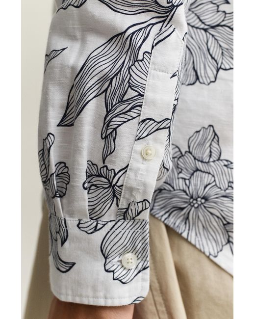 Gant Blue Floral Linen Shirt Evening