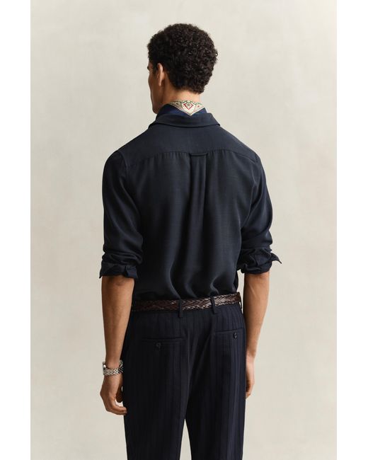 Gant Blue Lyocell Shirt Evening for men