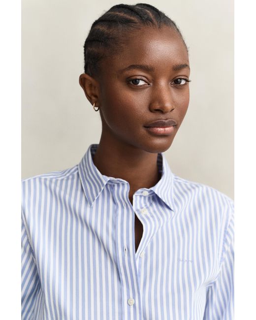 Gant Blue Classic Regular Striped Poplin Shirt