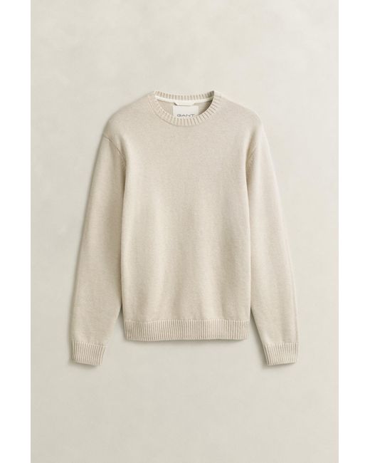Gant Natural Cotton Blend Crew Neck Sweater Seed Melange for men