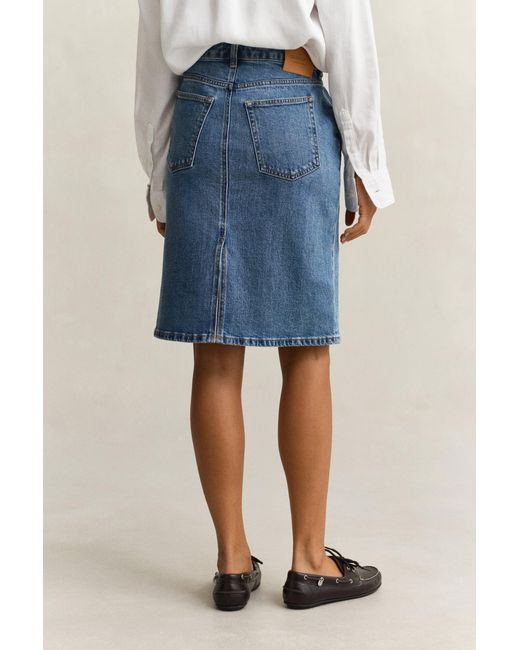Gant Blue Denim Pencil Skirt Mid