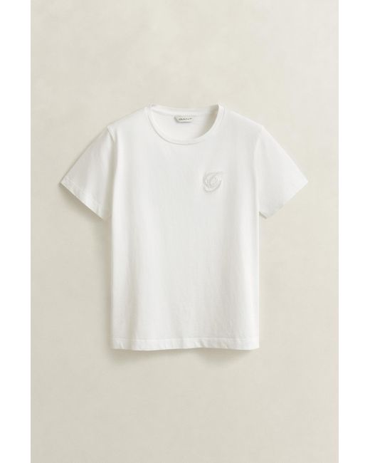 Gant Blue Script T-Shirt Eggshell