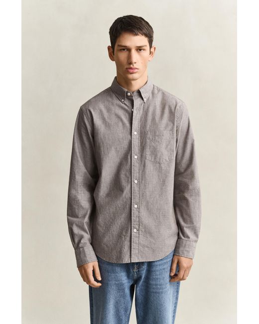 Gant Gray Mélange Archive Poplin Shirt Melange for men