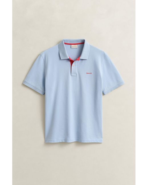 Gant Blue Contrast Piqué Polo Shirt for men