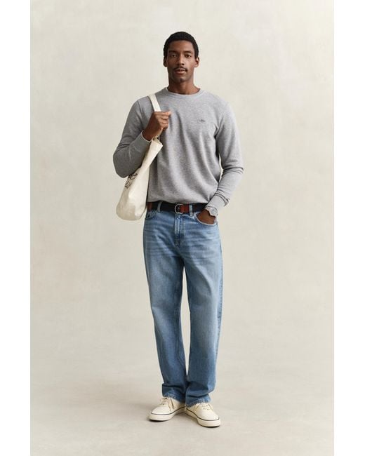 Gant Gray Shield Crew Neck Sweatshirt Melange for men