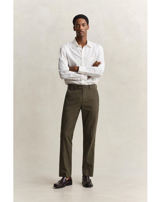 Gant Natural Pinstriped Suit Pants Rich for men