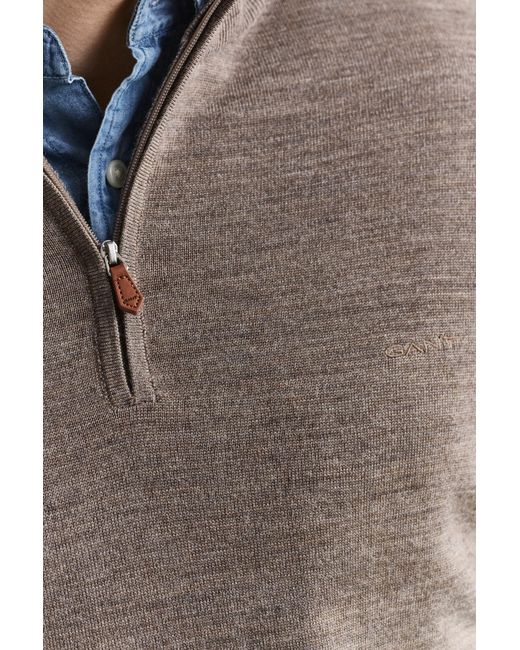 Gant Multicolor Merino Wool Half-Zip Sweater for men