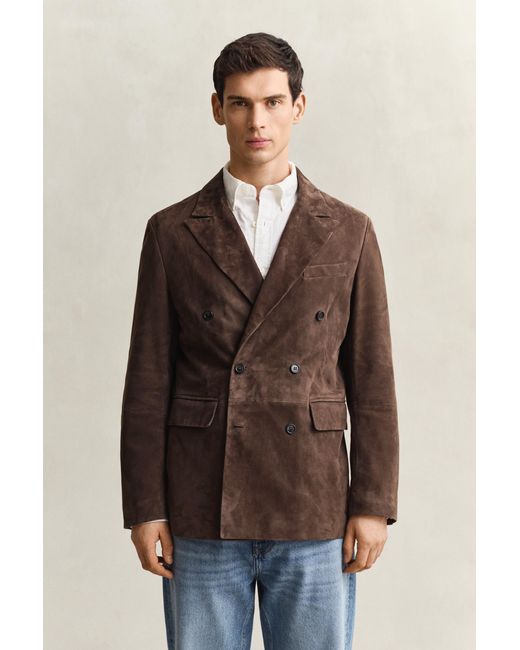 Gant Brown Suede Blazer Rich for men