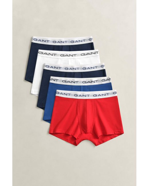 Gant Red Slim Fit Stretch Cotton Jersey Trunks 5-Pack for men