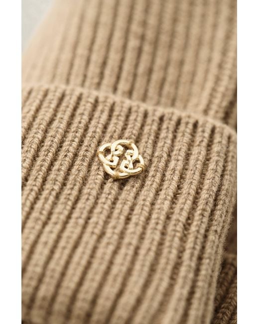 Gant Brown Ribbed Wool Beanie Warm