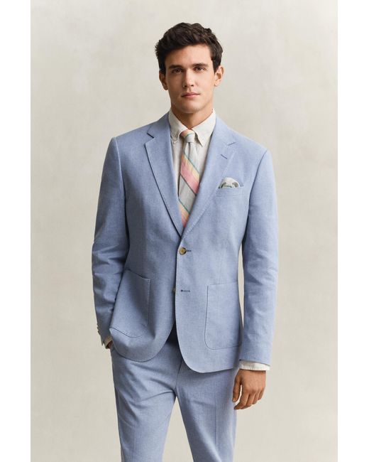 Gant Blue Linen Blend Suit Jacket for men