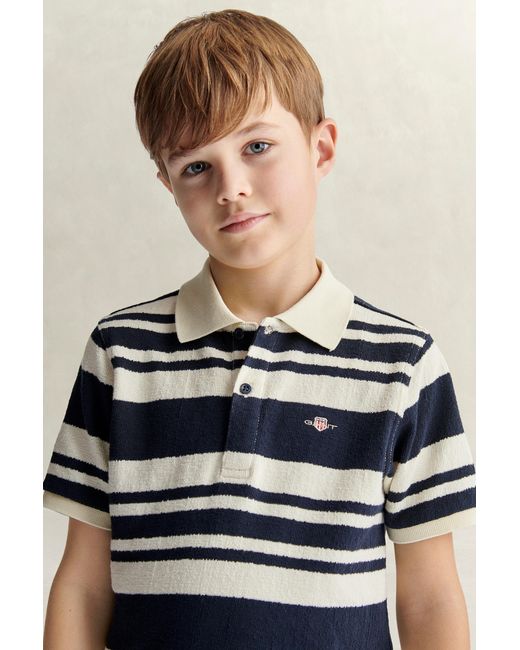 Gant Blue Teens Teen Boys Striped Polo Shirt Evening for men