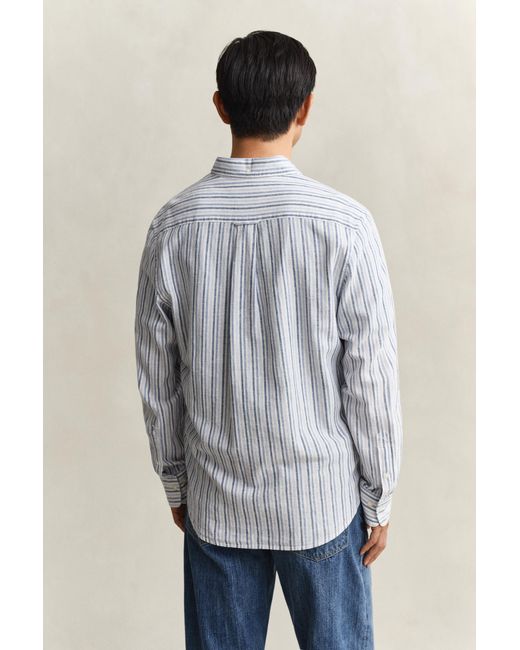 Gant Blue Striped Linen Blend Shirt for men