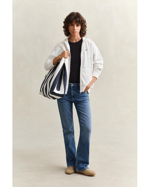 Gant White Shield Zip Hoodie