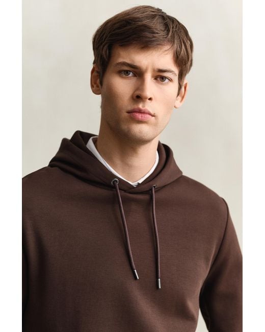 Gant Brown Interlock Hoodie Mahogany for men