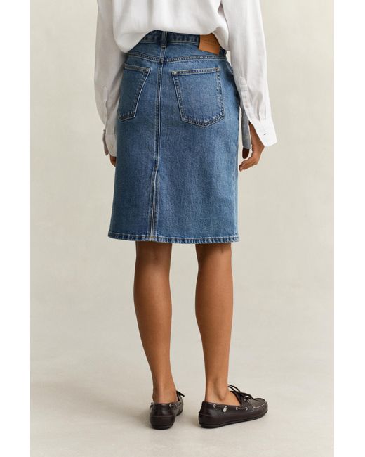 Gant Blue Denim Pencil Skirt Mid