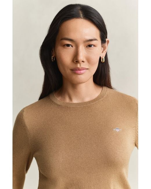 Gant Natural Wool Cotton Crew Neck Sweater Warm