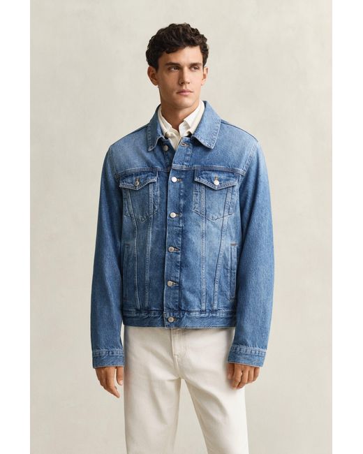 Gant Blue Denim Trucker Jacket Mid for men