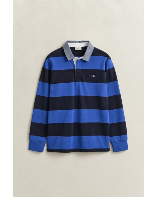 Gant Blue Chambray Collar Striped Heavy Rugger for men