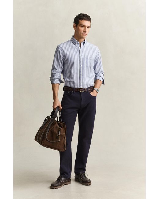 Gant Blue Striped Classic Oxford Shirt College for men
