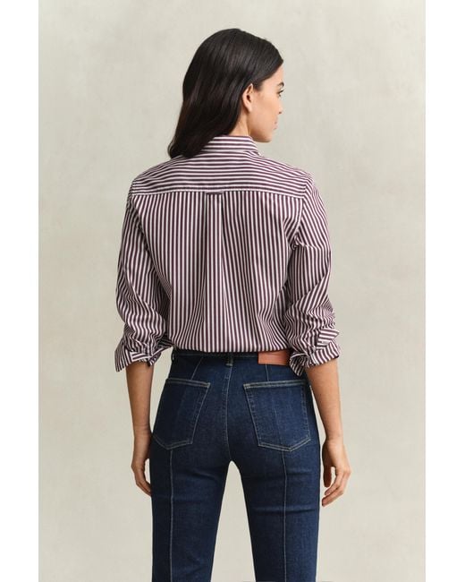 Gant Purple Classic Regular Striped Poplin Shirt