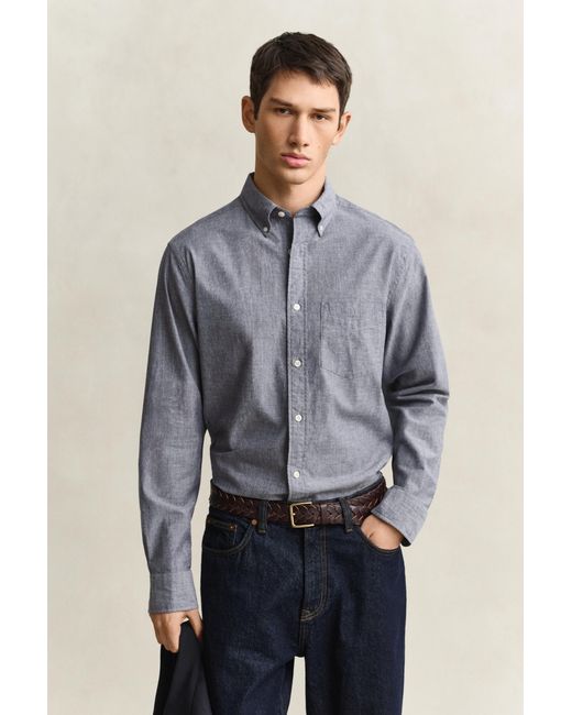 Gant Blue Mélange Archive Poplin Shirt Dark Melange for men
