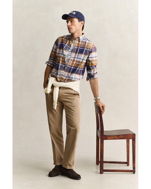 Gant Natural X Yale Checked Poplin Shirt for men