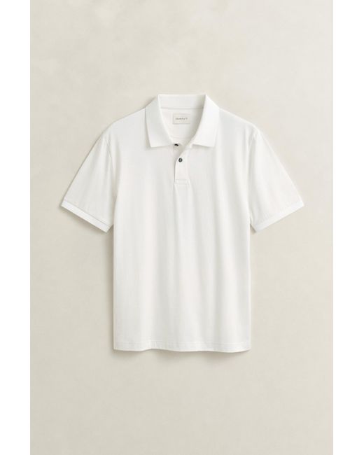Gant White Pima Cotton Polo Shirt Eggshell for men