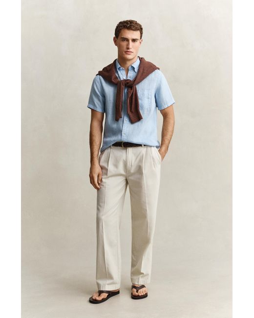 Gant Blue Short Sleeve Linen Shirt for men