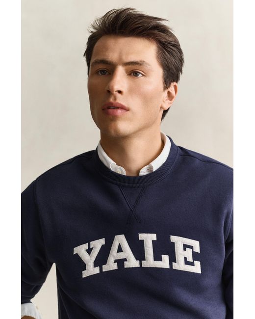 Gant Blue X Yale Crew Neck Sweatshirt Marine for men