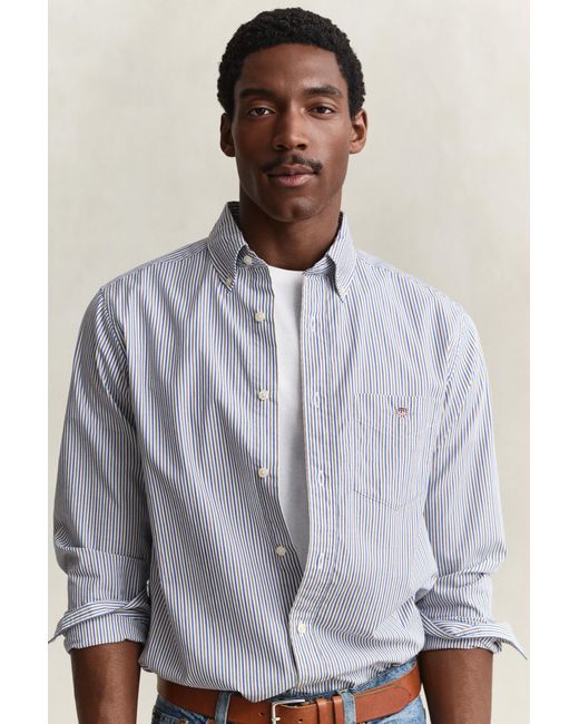 Gant Blue Striped Poplin Shirt for men