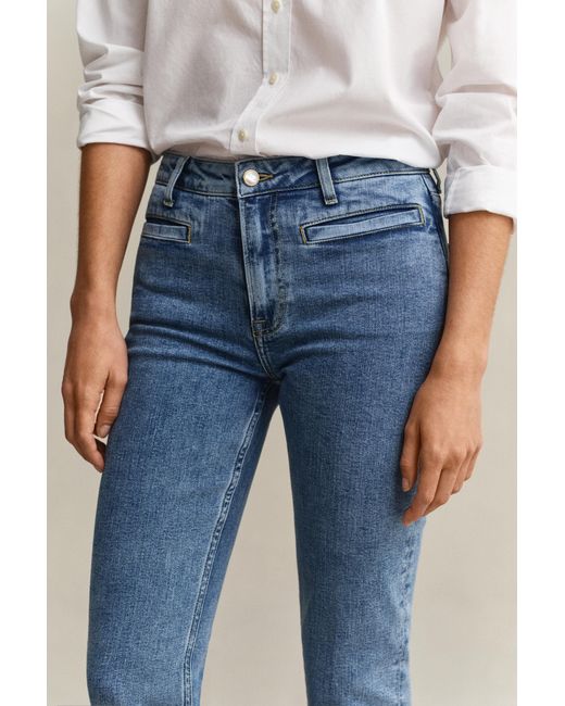 Gant Blue Monogram Flared Jeans Semi Worn In