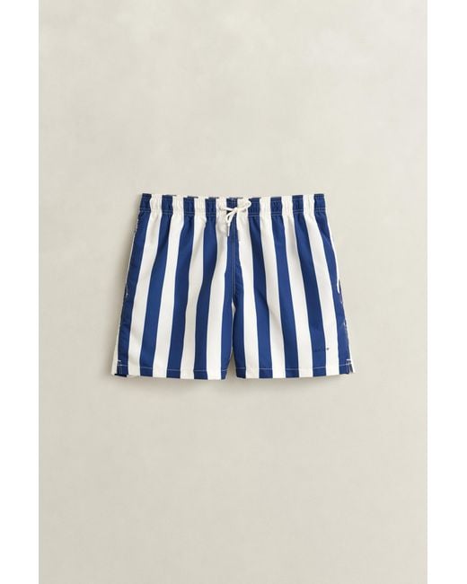 Gant Blue Block Striped Swim Shorts Rich for men