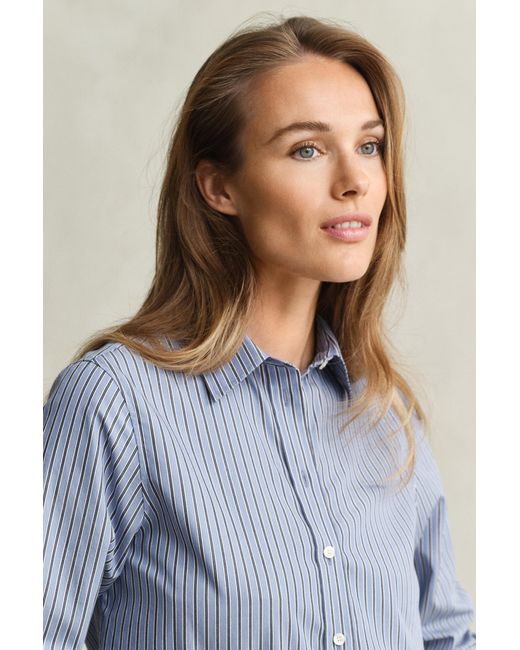 Gant Blue Regular Fit Striped Poplin Shirt